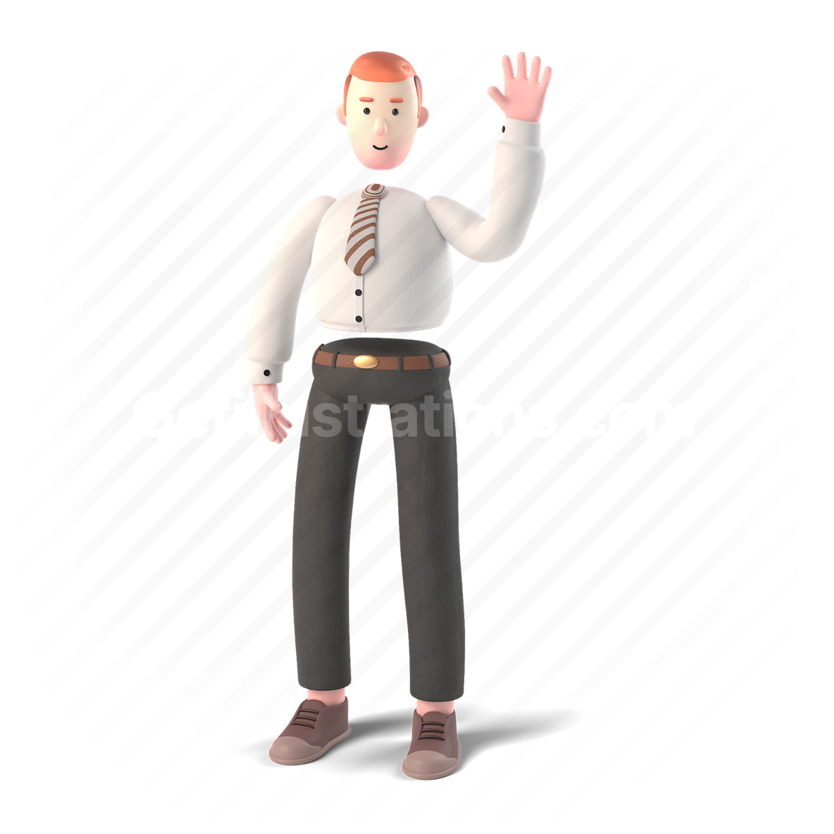 3d, people, person, wave, greeting, hello, waving, formal, suit, tie